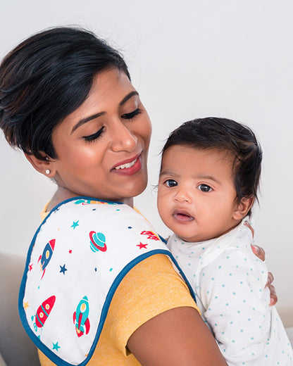 Aariro Organic Cotton Burp Cloth-Multi Layered & Reversible-Under The Sea-For Infants