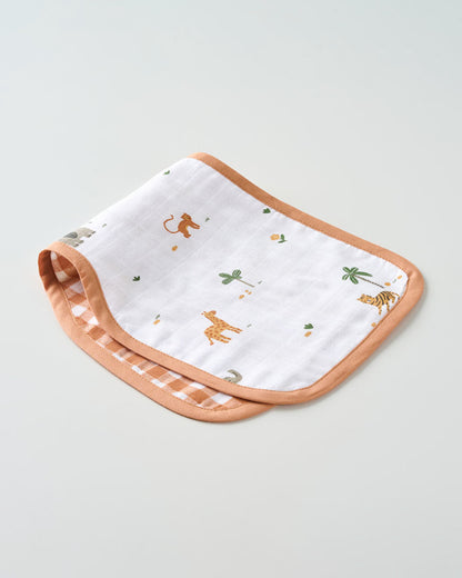 Aariro Organic Cotton Burp Cloth-Multi Layered & Reversible-Wild Safari-For Infants