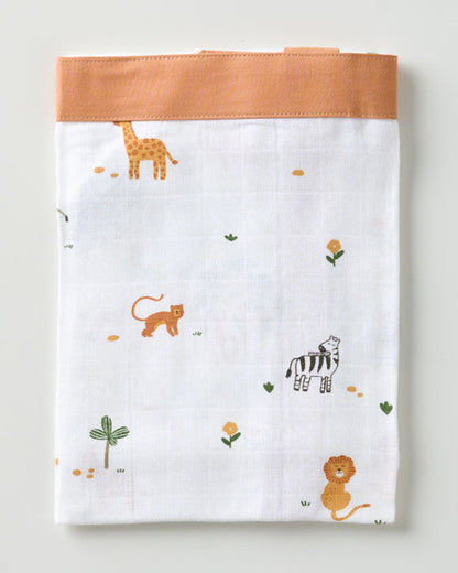 Aariro White & Brown Wild Safari Print Nursing Cover-Organic Cotton-Free Size