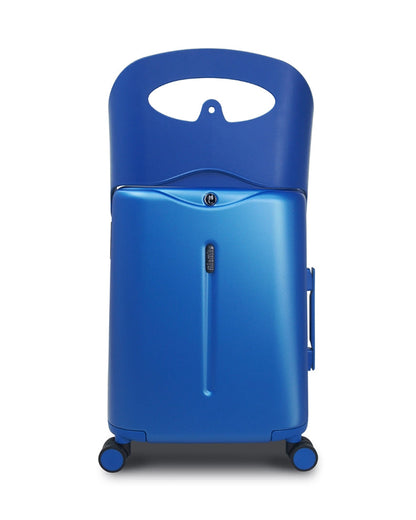 Miamily Cobalt Blue Ride On Trolley Carry On Luggage-Swiss Design-with 3 Digit Lock and Built in Seat for Kids & Adults