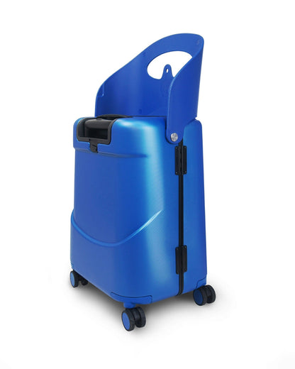Miamily Cobalt Blue Ride On Trolley Carry On Luggage-Swiss Design-with 3 Digit Lock and Built in Seat for Kids & Adults