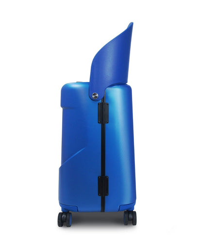 Miamily Cobalt Blue Ride On Trolley Carry On Luggage-Swiss Design-with 3 Digit Lock and Built in Seat for Kids & Adults