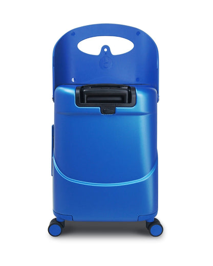 Miamily Cobalt Blue Ride On Trolley Carry On Luggage-Swiss Design-with 3 Digit Lock and Built in Seat for Kids & Adults