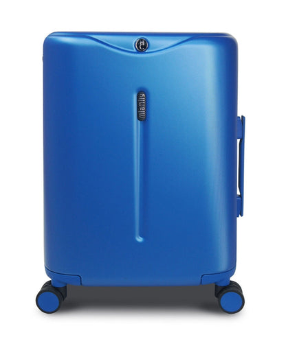 Miamily Cobalt Blue Ride On Trolley Carry On Luggage-Swiss Design-with 3 Digit Lock and Built in Seat for Kids & Adults