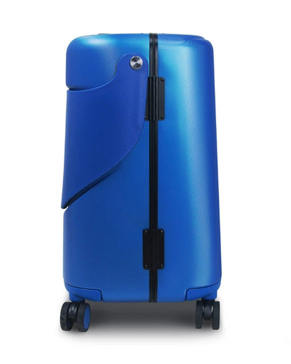 Miamily Cobalt Blue Ride On Trolley Carry On Luggage-Swiss Design-with 3 Digit Lock and Built in Seat for Kids & Adults