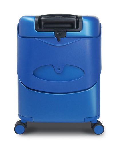 Miamily Cobalt Blue Ride On Trolley Carry On Luggage-Swiss Design-with 3 Digit Lock and Built in Seat for Kids & Adults