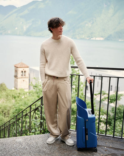 Miamily Cobalt Blue Ride On Trolley Carry On Luggage-Swiss Design-with 3 Digit Lock and Built in Seat for Kids & Adults