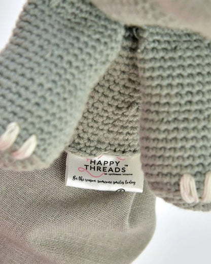 Happy Threads Jumbo The Elephant Soft Toy-Handcrafted-Lightweight & Portable-3Y+