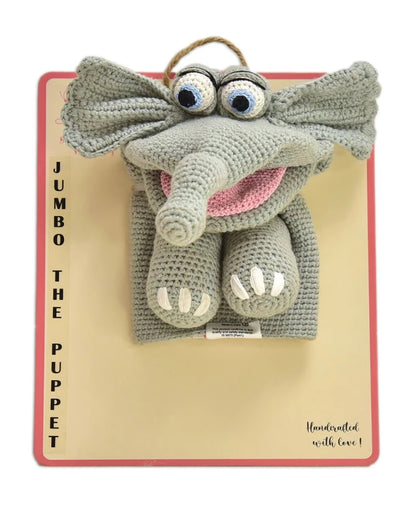 Happy Threads Jumbo The Elephant Soft Toy-Handcrafted-Lightweight & Portable-3Y+