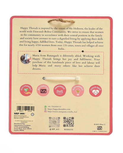 Happy Threads Jumbo The Elephant Soft Toy-Handcrafted-Lightweight & Portable-3Y+