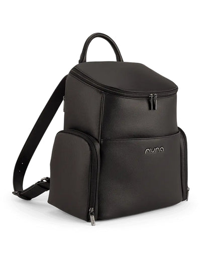 Nuna Essential Diaper Bag-Backpack-Changing Pad With Magnetic Closure-Removable Toiletry Pouch-Back Pocket Unzips Into Trolley Sleeve-Caviar