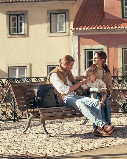 Nuna Essential Diaper Bag-Backpack-Changing Pad With Magnetic Closure-Removable Toiletry Pouch-Back Pocket Unzips Into Trolley Sleeve-Caviar