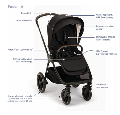 Nuna TRIV LX Baby Stroller-With Cup Holder-2025 Edition-All Terrain Big Rear Wheels-Reversible & Near Flat Reclining Seat-One Hand Fold-2 Years Warranty-For 0 to 4 Years (Upto 22 Kg)-Chateau