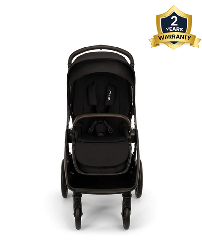 Nuna TRIV LX Baby Stroller-With Cup Holder-2025 Edition-Big Rear Wheels-Reversible & Near Flat Reclining Seat-One Hand Fold-2 Years Warranty-For 0 to 4 Years (Upto 22 Kg)-Caviar