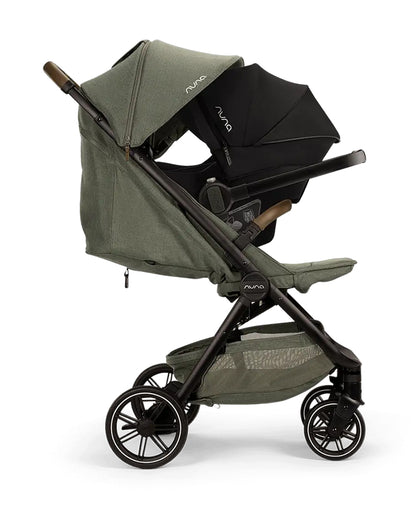 Nuna TRVL LX Cabin Friendly Baby Stroller-With Cup Holder-One Hand Fold-Big Rear Wheels-Car Seat Compatible-Includes Rain Cover & Travel Bag-2 Years Warranty-Pram for 0 to 4Y (Upto 22Kg)-Pine