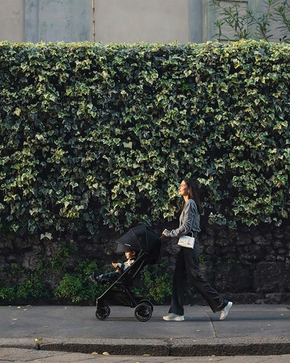 Nuna TRVL LX Cabin Friendly Baby Stroller-With Cup Holder-One Hand Fold-Big Rear Wheels-Car Seat Compatible-Includes Rain Cover & Travel Bag-2 Years Warranty-Pram for 0 to 4Y (Upto 22Kg)-Pine