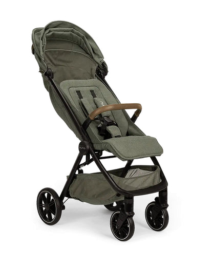 Nuna TRVL LX Cabin Friendly Baby Stroller-With Cup Holder-One Hand Fold-Big Rear Wheels-Car Seat Compatible-Includes Rain Cover & Travel Bag-2 Years Warranty-Pram for 0 to 4Y (Upto 22Kg)-Pine