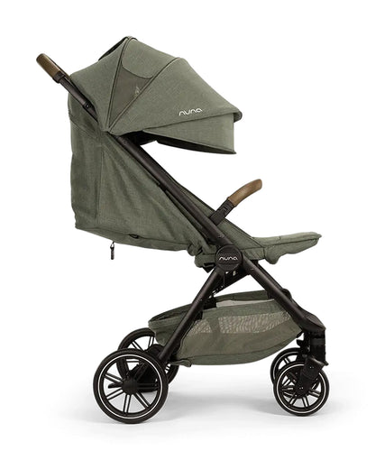 Nuna TRVL LX Cabin Friendly Baby Stroller-With Cup Holder-One Hand Fold-Big Rear Wheels-Car Seat Compatible-Includes Rain Cover & Travel Bag-2 Years Warranty-Pram for 0 to 4Y (Upto 22Kg)-Pine