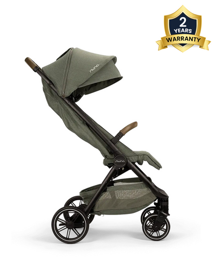 Nuna TRVL LX Cabin Friendly Baby Stroller-With Cup Holder-One Hand Fold-Big Rear Wheels-Car Seat Compatible-Includes Rain Cover & Travel Bag-2 Years Warranty-Pram for 0 to 4Y (Upto 22Kg)-Pine