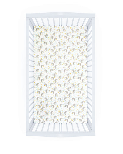 Abracadabra Flat Bedsheet-Starry Night-100% Natural Premium Cotton-Grey & White-Pack of 2 Baby Bedsheets-For Infants