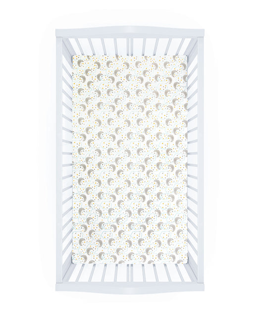 Abracadabra Flat Bedsheet-Starry Night-100% Natural Premium Cotton-Grey & White-Pack of 2 Baby Bedsheets-For Infants