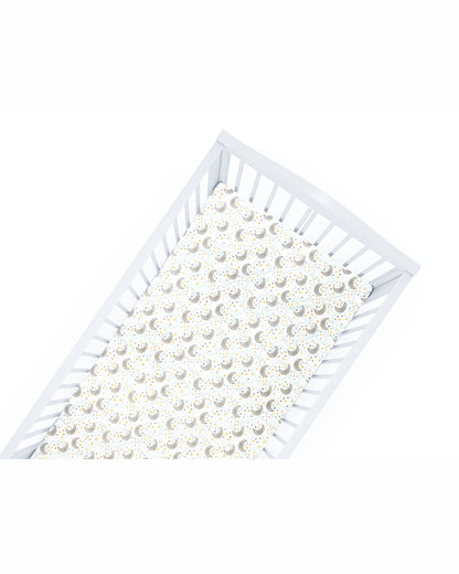 Abracadabra Flat Bedsheet-Starry Night-100% Natural Premium Cotton-Grey & White-Pack of 2 Baby Bedsheets-For Infants