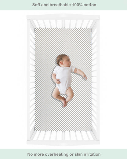 Abracadabra Flat Bedsheet-Starry Night-100% Natural Premium Cotton-Grey & White-Pack of 2 Baby Bedsheets-For Infants