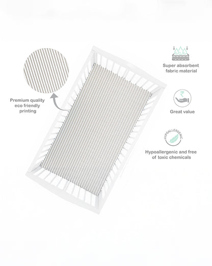 Abracadabra Flat Bedsheet-Starry Night-100% Natural Premium Cotton-Grey & White-Pack of 2 Baby Bedsheets-For Infants