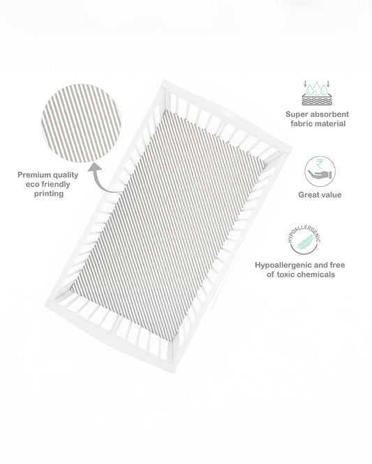 Abracadabra Flat Bedsheet-Starry Night-100% Natural Premium Cotton-Grey & White-Pack of 2 Baby Bedsheets-For Infants