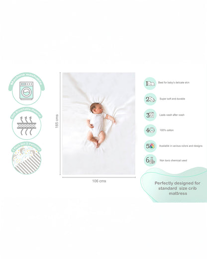 Abracadabra Flat Bedsheet-Starry Night-100% Natural Premium Cotton-Grey & White-Pack of 2 Baby Bedsheets-For Infants