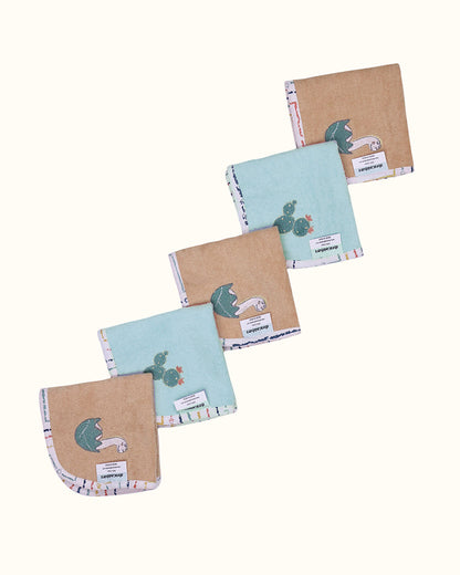 Abracadabra Baby Face Towel-100% Terry Cotton-D for Dino-Pack of 5