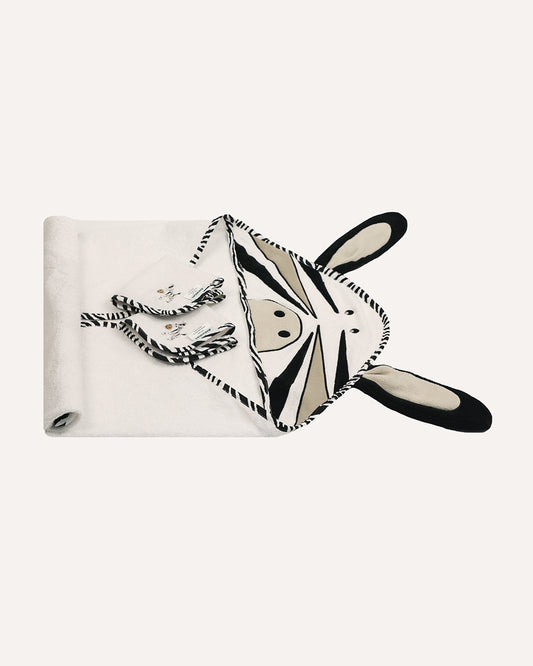 Abracadabra Hooded Baby Bath Towel Set-100% Terry Cotton-With 2 Face Washers-Zebra