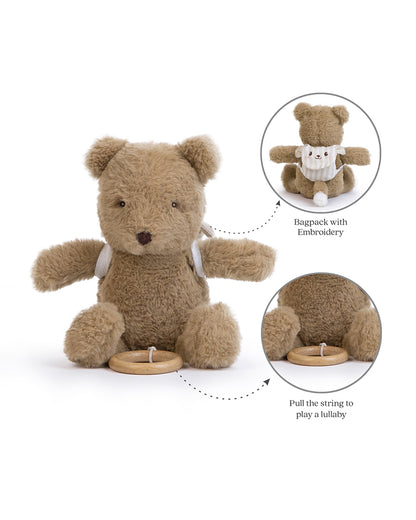 Abracadabra Bruno The Bear Musical Toy With Backpack-Encourages Sensory Exploration-Promotes Hand Eye Coordination-For Newborn