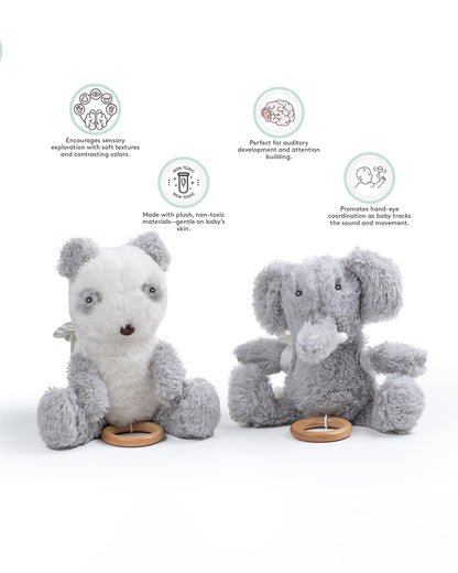 Abracadabra Nelly The Elephant Musical Toy With Backpack-Encourages Sensory Exploration-Promotes Hand Eye Coordination-For Newborn