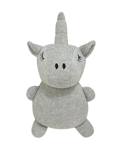 Abracadabra Luna The Unicorn Knitted Rattle Toy-Breathable & Lightweight-Soft Toy-Grey-For Newborn