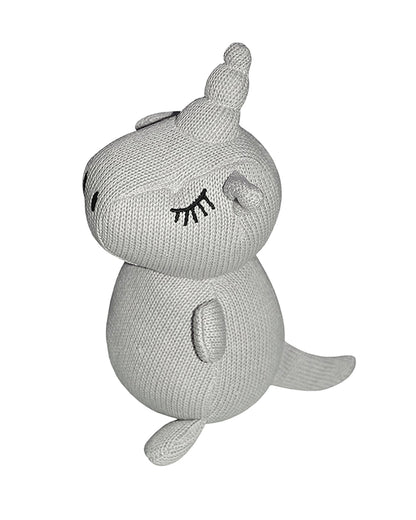 Abracadabra Luna The Unicorn Knitted Rattle Toy-Breathable & Lightweight-Soft Toy-Grey-For Newborn