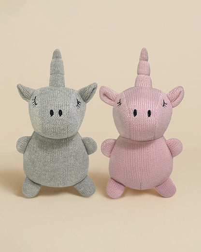 Abracadabra Luna The Unicorn Knitted Rattle Toy-Breathable & Lightweight-Soft Toy-Grey-For Newborn