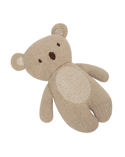 Abracadabra Milo The Teddy Knitted Rattle Toy-Breathable & Lightweight-Soft Toy-Brown-For Newborn