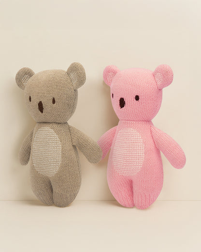 Abracadabra Milo The Teddy Knitted Rattle Toy-Breathable & Lightweight-Soft Toy-Brown-For Newborn