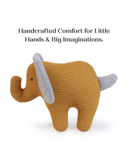 Abracadabra Eli The Elephant Knitted Soft Toy-Encourages Comfort & Imagination-Yellow-For Newborn