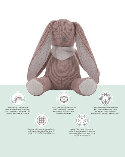 Abracadabra Millie The Bunny Knitted Soft Toy-Encourages Comfort & Imagination-Pink-For Newborn