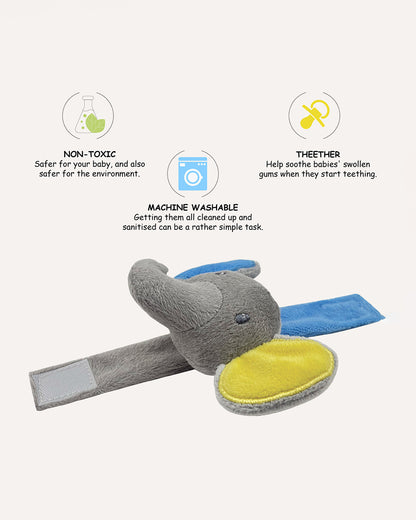 Abracadabra Elephant Wrist Rattle Toy-Adjustable Soft Strap-Promotes Motor Skills-For Newborn
