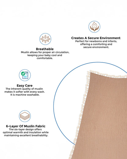 Crane Baby 6 Layer Muslin Blanket-Copper-For Infants