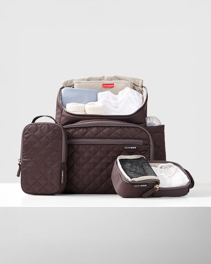 Skip Hop Forma Diaper Bag-Backpack-With Changing Pad-Extra Wide Opening & Lightweight Quilted Design-Chocolate
