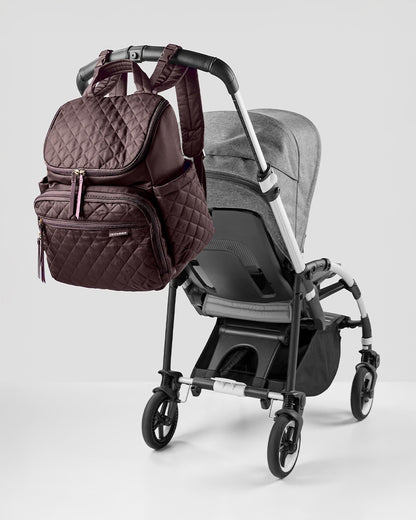 Skip Hop Forma Diaper Bag-Backpack-With Changing Pad-Extra Wide Opening & Lightweight Quilted Design-Chocolate