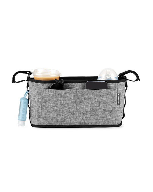 Skip Hop Grab & Go Ultra Stroller Organizer-With Adjustable Straps & Insulated Bottle Pockets-Grey