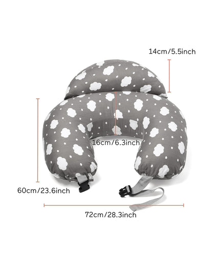 Momcozy Nursing Pillow For Comfortable Breastfeeding-Versatile Use-With Adjustable Waist Strap-100% Cotton Cover-Grey