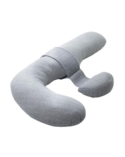 Momcozy F Shaped Pregnancy Pillow-Full Body Support-Grey-with Adjustable Wedge Pillow & Removable Air Layer Cover-For Maternity