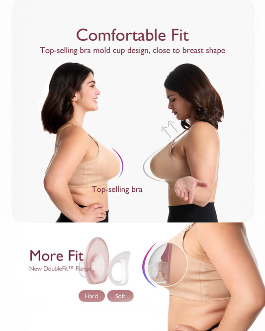 Momcozy M6 Wearable Electric Breast Pump-2nd-Gen Motor for Powerful Suction-3 Modes & 9 Levels-Flange Size-24mm-Red-Pack of 2