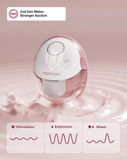 Momcozy M6 Wearable Electric Breast Pump-2nd-Gen Motor for Powerful Suction-3 Modes & 9 Levels-Flange Size-24mm-Red-Pack of 2